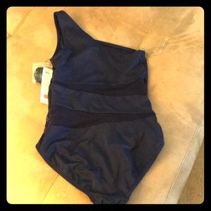 DKNY mesh 1 shoulder bathing suit